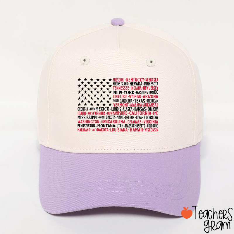 Vintage American Flag 4th Of July Teacher Baseball Cap