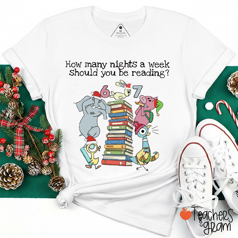 Christmas Funny Six Seven Reading Teacher T-Shirt