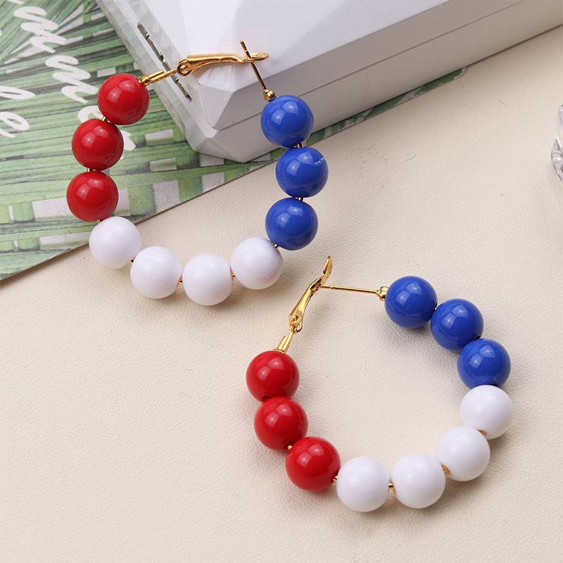 Red White And Blue Teacher Metal Earrings