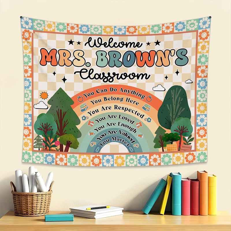 Personalized Name You Are Welcome Teacher Classroom Tapestry