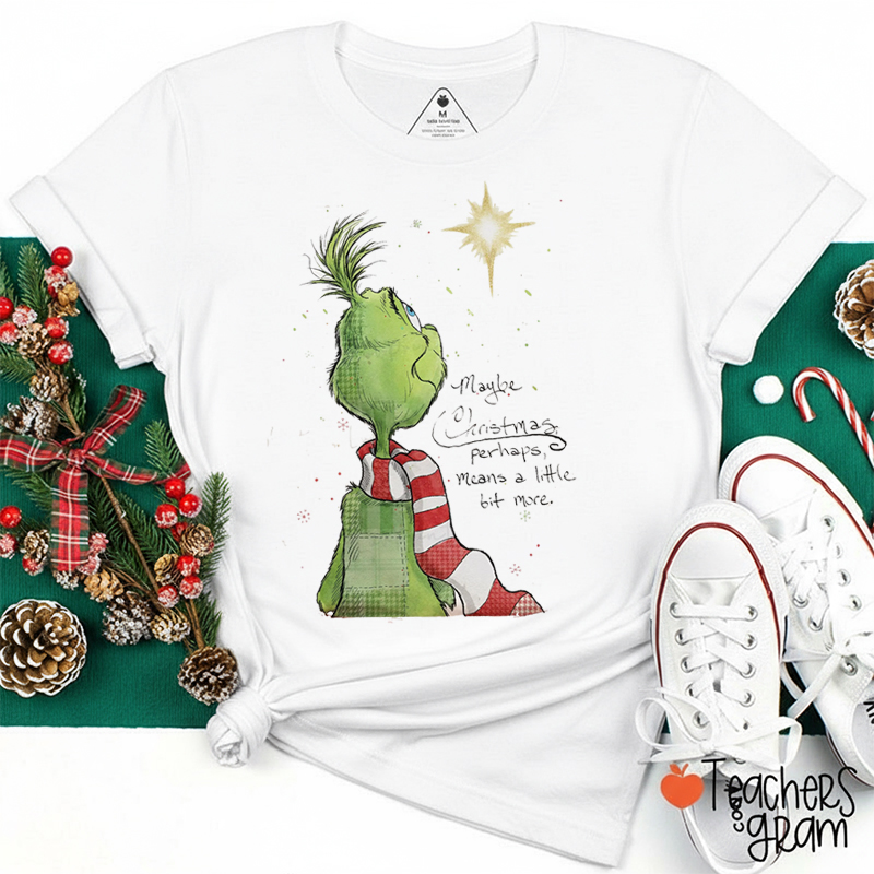 Retro Christmas Movie Green Guy Teacher T-Shirt
