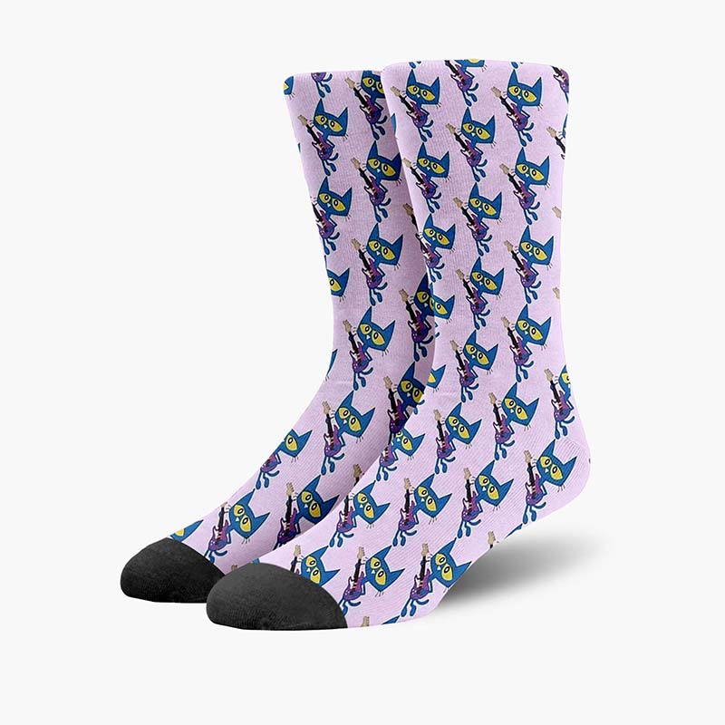 Blue Cat Playing Guitar Teacher Socks