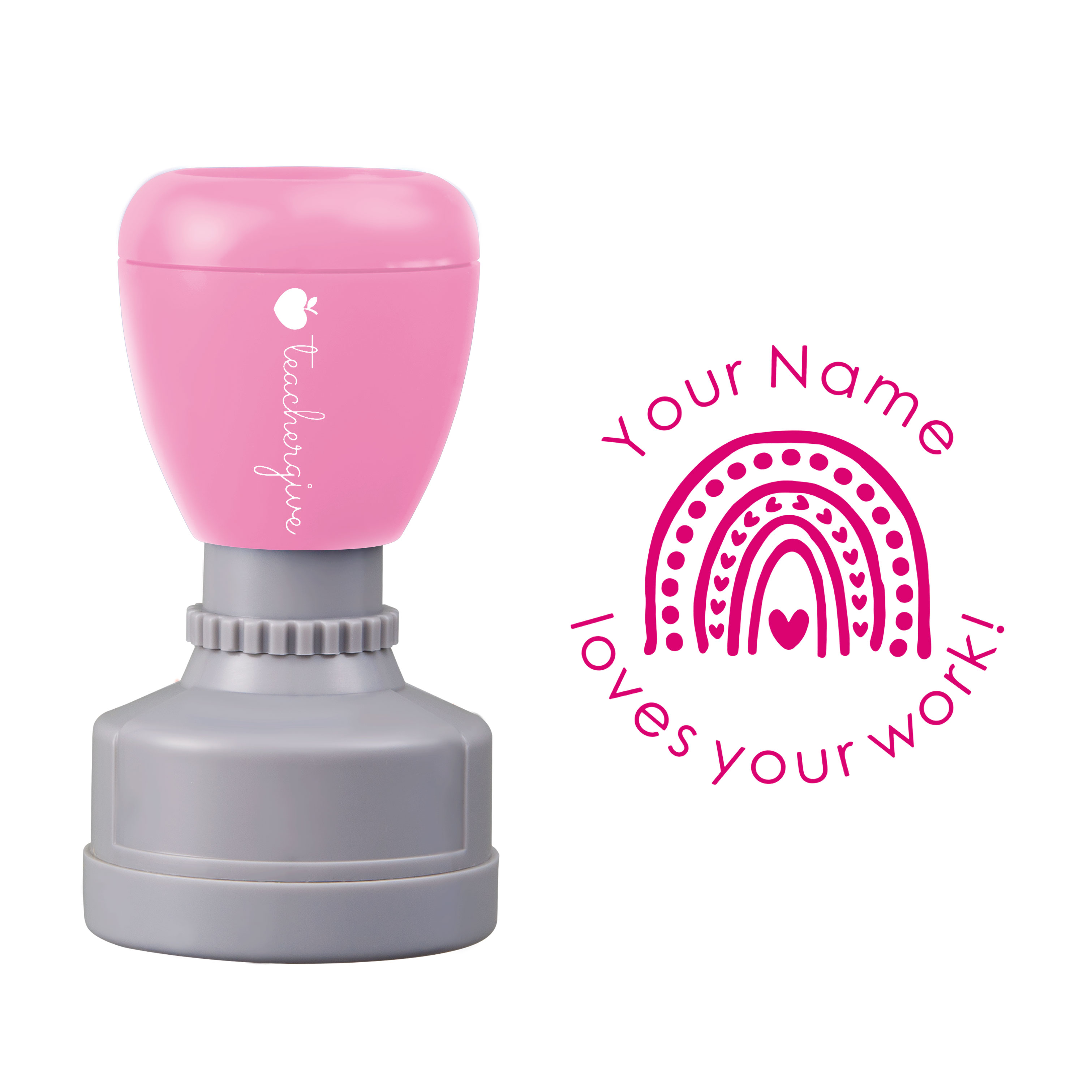 Personalized Loves Your Work Teacher Stamp