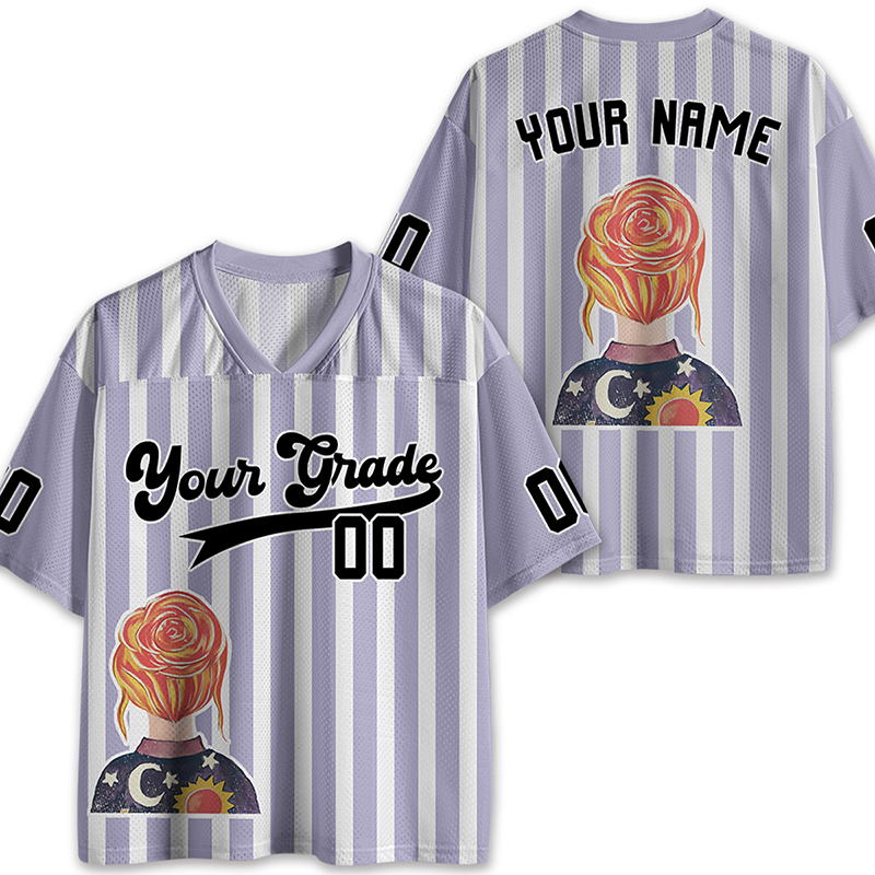 Personalized Name And Number Cartoon Character Girl Teacher Mesh Jersey