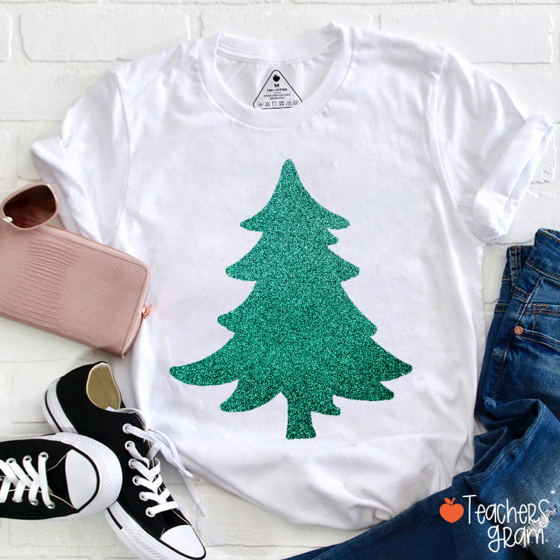 Glitter Christmas Tree Teacher T-Shirt