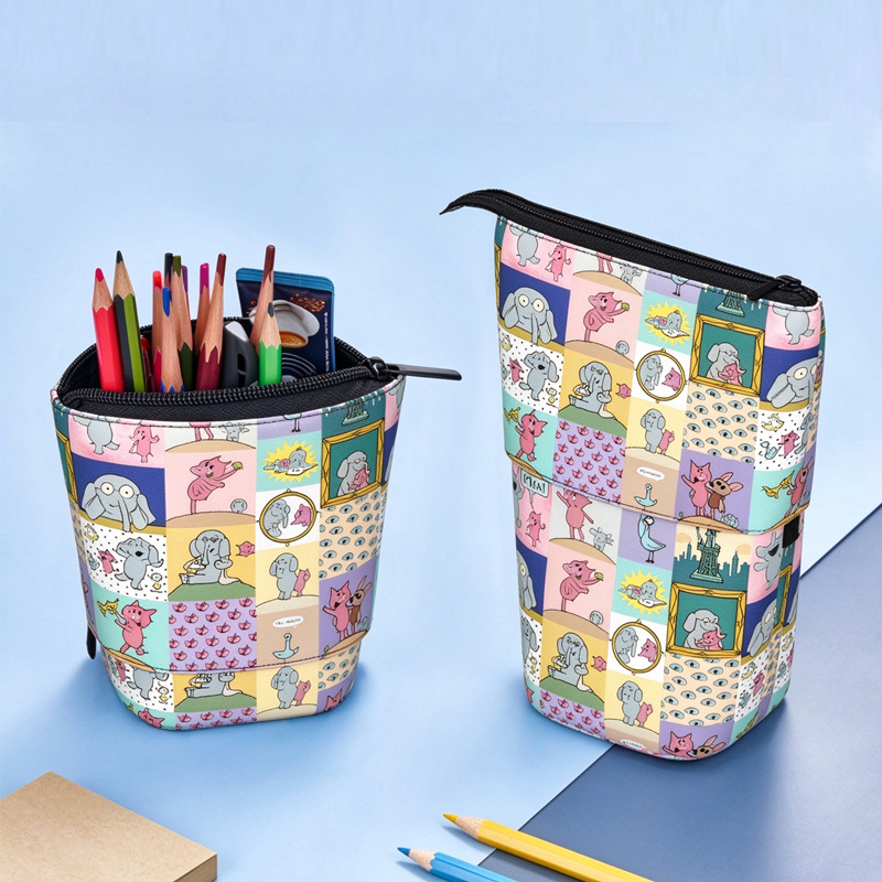 Elephant And Piggie Patchwork Telescopic Teacher Pop-Up Standing Pencil Case