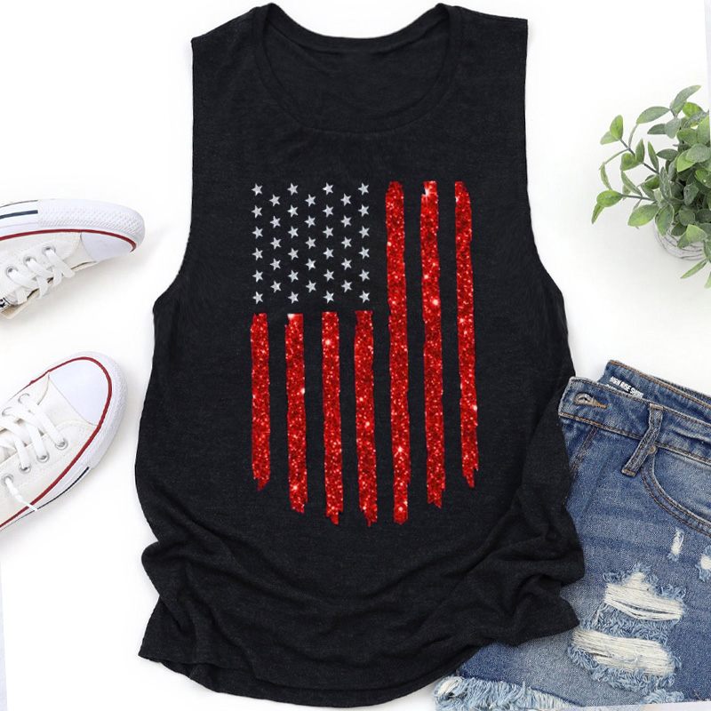 Glitter American Flag Teacher Tank Top