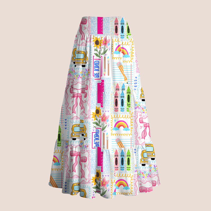 School Bus Coquette Bow Teacher Tiered Skirt