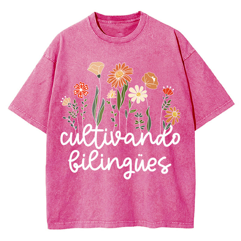 Cultivando Bilingues Spanish Teacher Washed T-Shirt