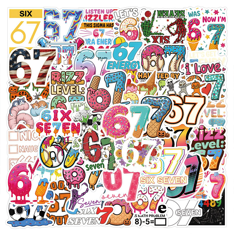 50 PCS Trendy Six Seven Meme Christmas Teacher Stickers