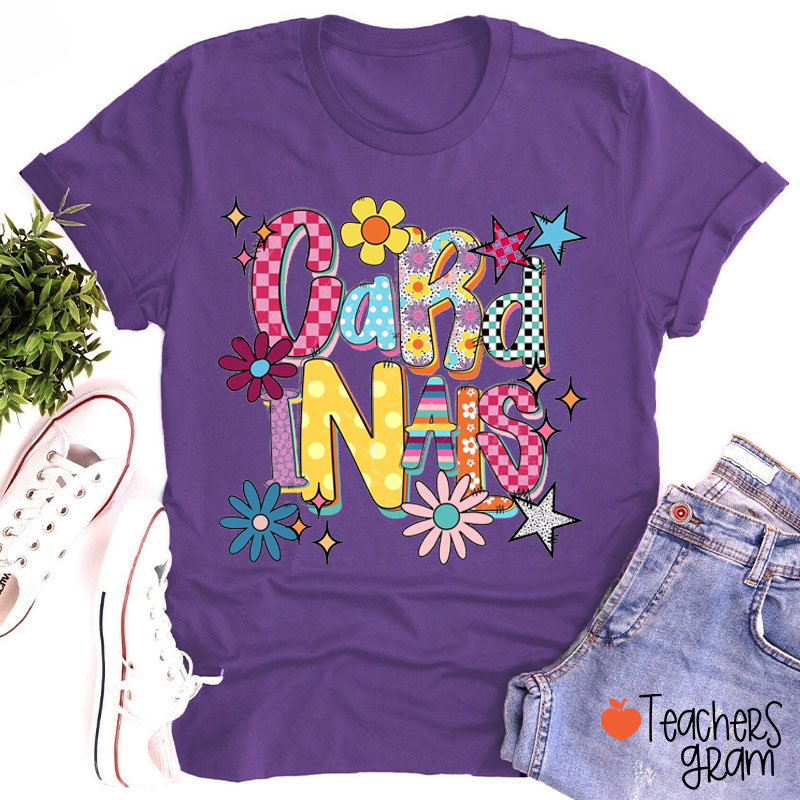 Personalized Mascot Colorful Letter School Spirit Graphic Teacher T-Shirt