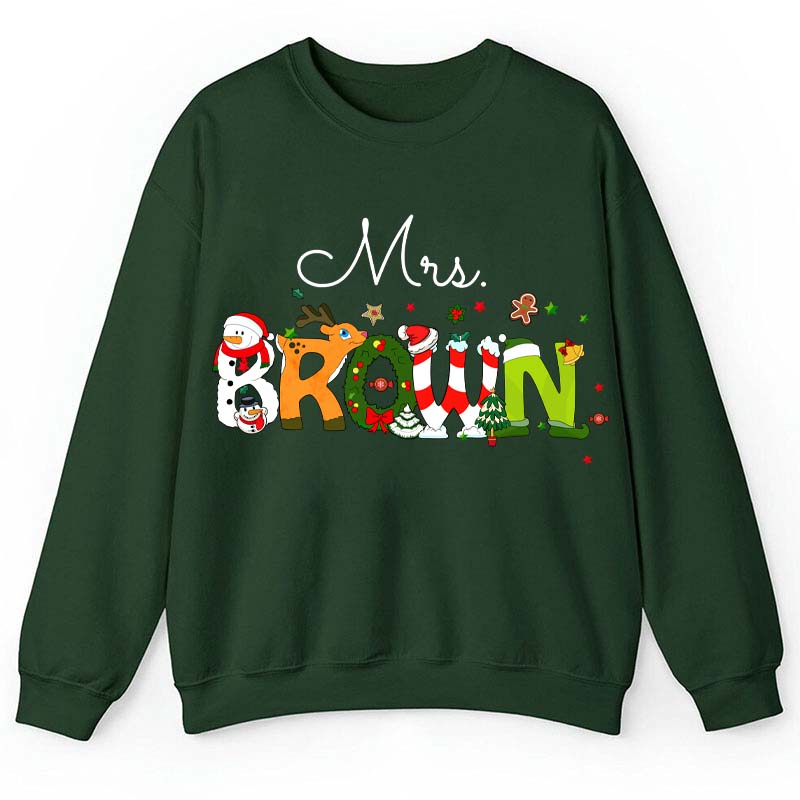 Personalized Christmas Style Teacher Sweatshirt
