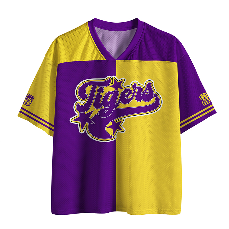 Personalized Mascot Star School Spirit Contrasting Colors Teacher Mesh Jersey