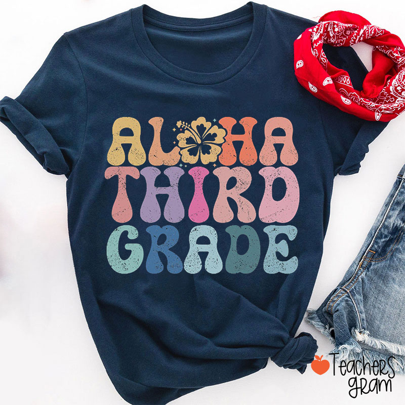 Personalized Grade Flowers Bubbles Colorful Teacher T-Shirt
