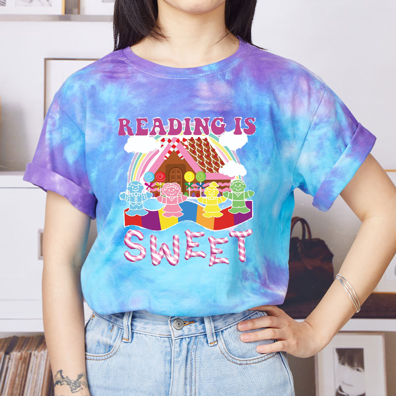 Reading Is Sweet Teacher Tie-dye T-Shirt