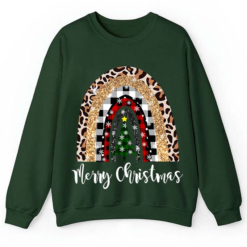 Merry Christmas A Christmas Tree In The Snow Teacher Sweatshirt
