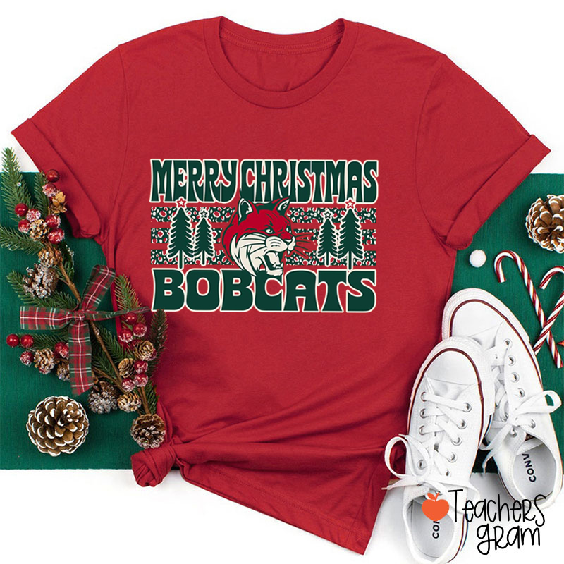 Personalized Mascot Christmas School Spirit Teacher T-Shirt