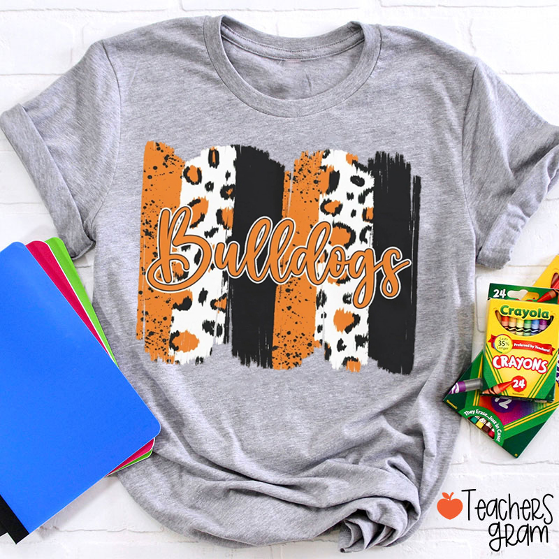 Personalized Mascot Leopard Brush Stroke Team Teacher T‑Shirt