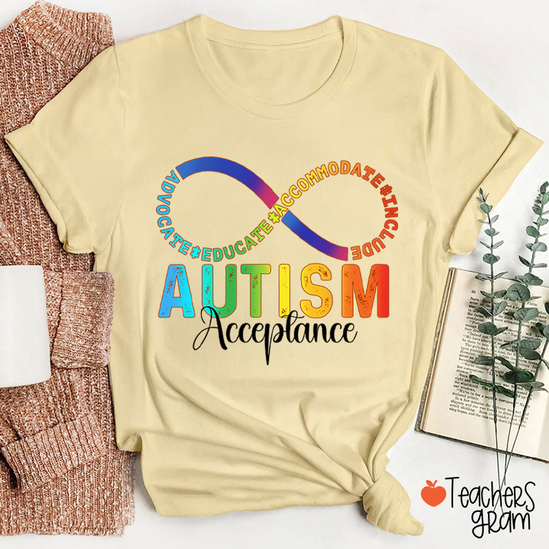 Autism Acceptance Infinity Symbol Teacher T-Shirt