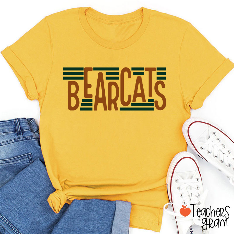 Personalized Mascot Staggered Lines School Spirit Teacher T-Shirt