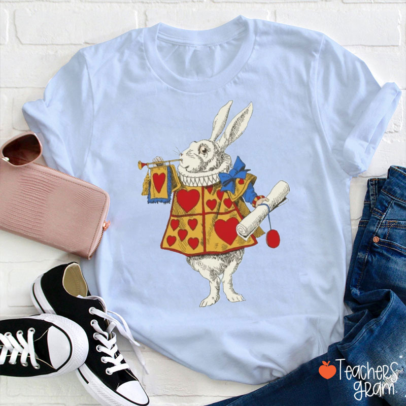 Classic Literature White Rabbit Trumpet Teacher T-Shirt