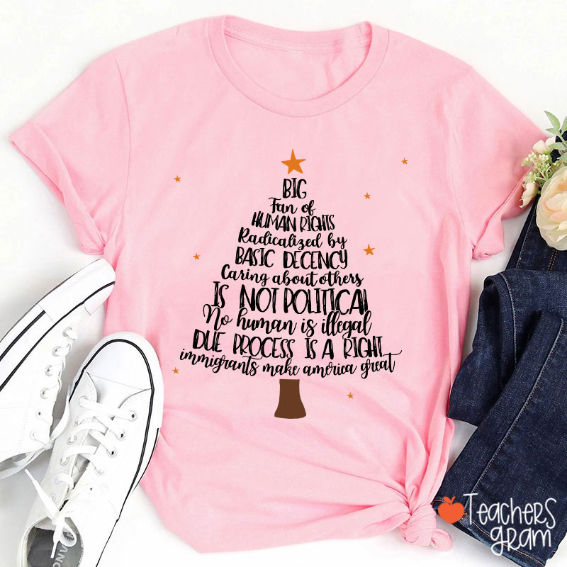Big Fan Of Human Rights Christmas Tree Teacher T-Shirt