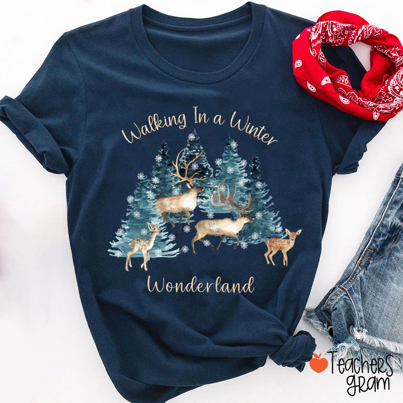 Walking in Winter Wonderland Christmas Teacher T-Shirt