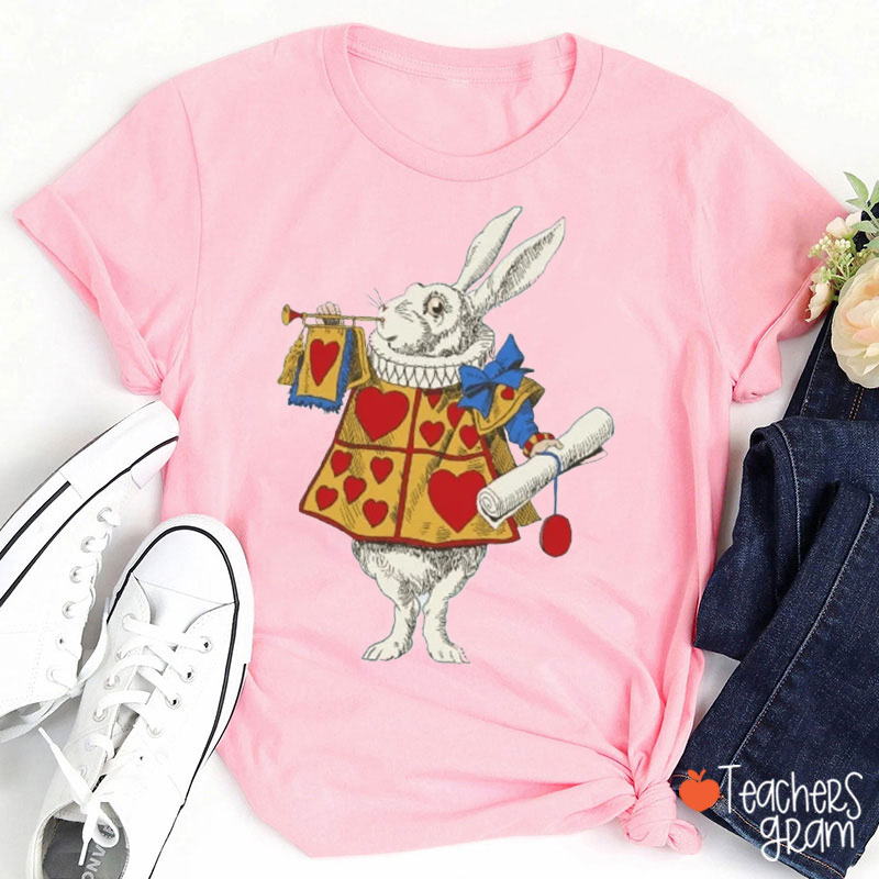 Classic Literature White Rabbit Trumpet Teacher T-Shirt