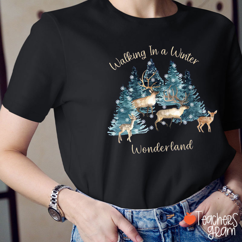 Walking in Winter Wonderland Christmas Teacher T-Shirt
