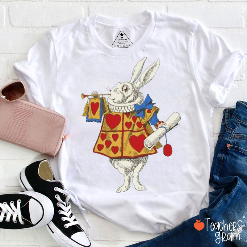 Classic Literature White Rabbit Trumpet Teacher T-Shirt