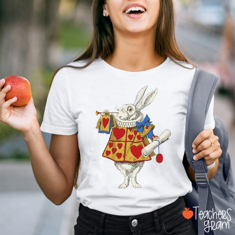 Classic Literature White Rabbit Trumpet Teacher T-Shirt