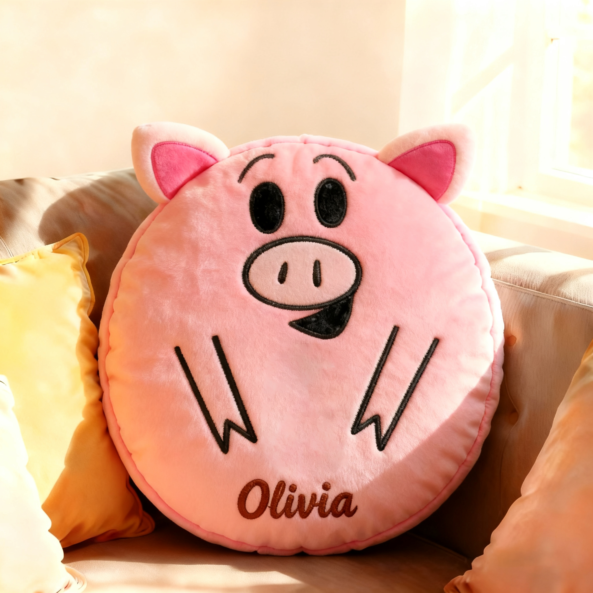 Personalized Name Cute Piggie Teacher Cushion