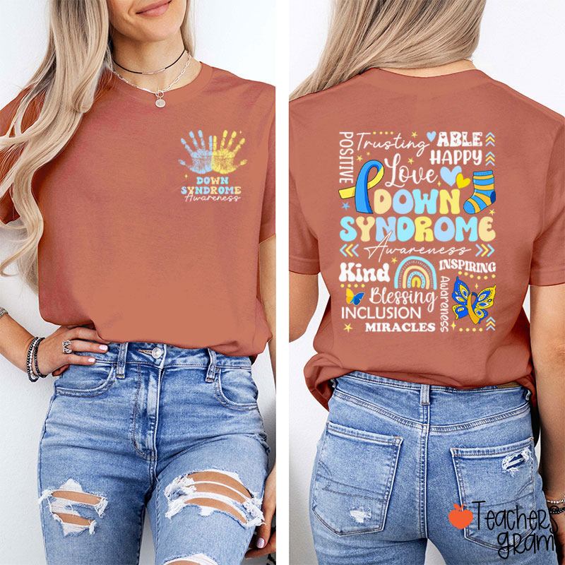 Down Syndrome Day Teacher Two Sided T-Shirt