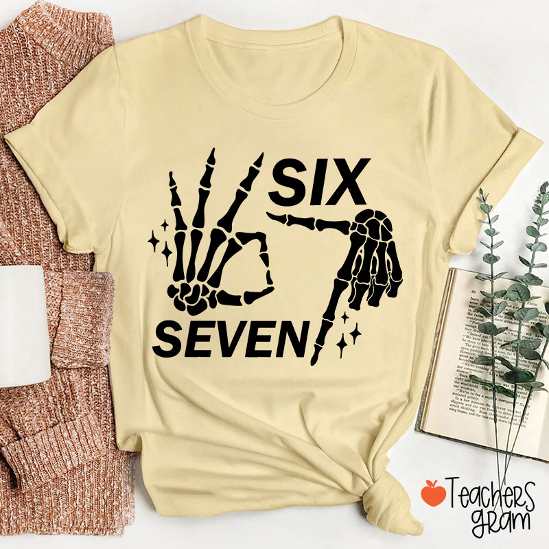 67 Halloween Skeleton Hands Teacher T-Shirt