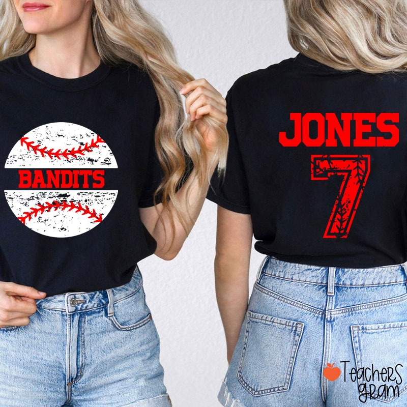 Personalized Baseball With Your Team Teacher Two Sided T-Shirt