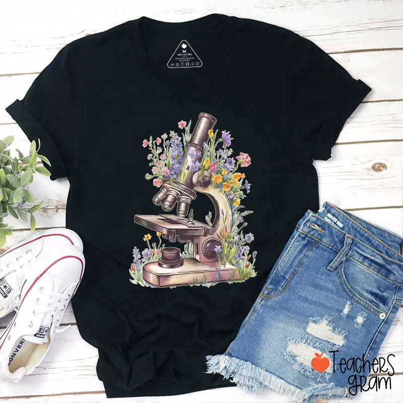 Floral Microscope Nurse T-Shirt