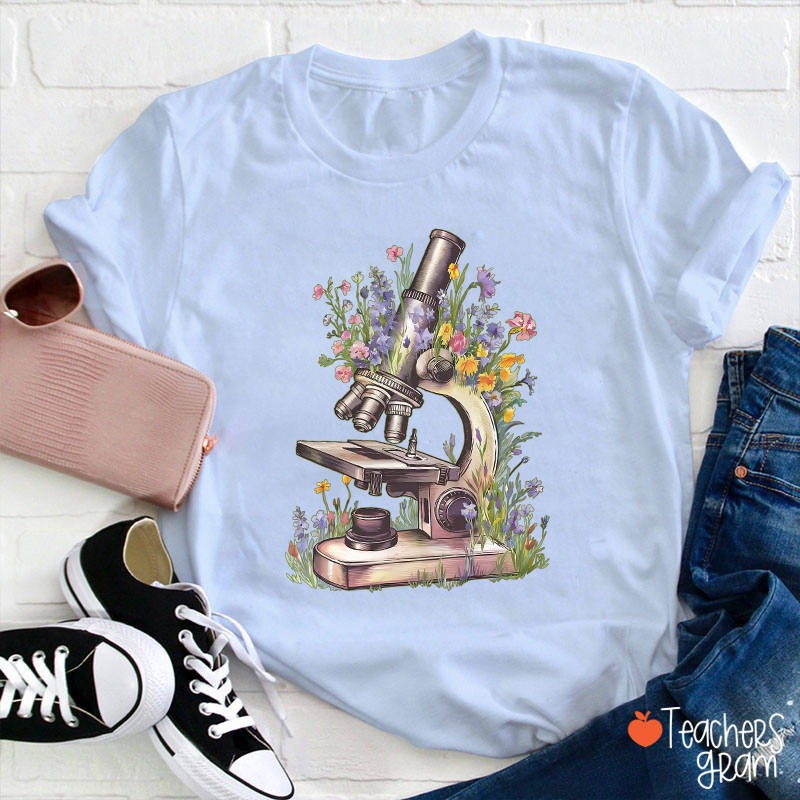 Floral Microscope Nurse T-Shirt