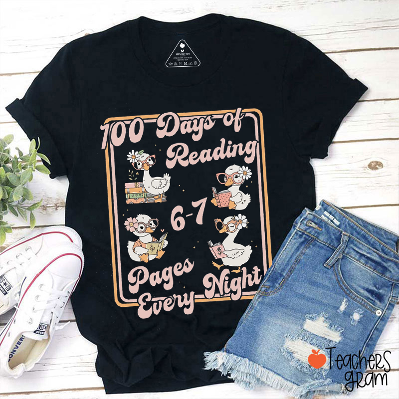 Funny Six Seven 100 Days Of Reading Teacher T-Shirt