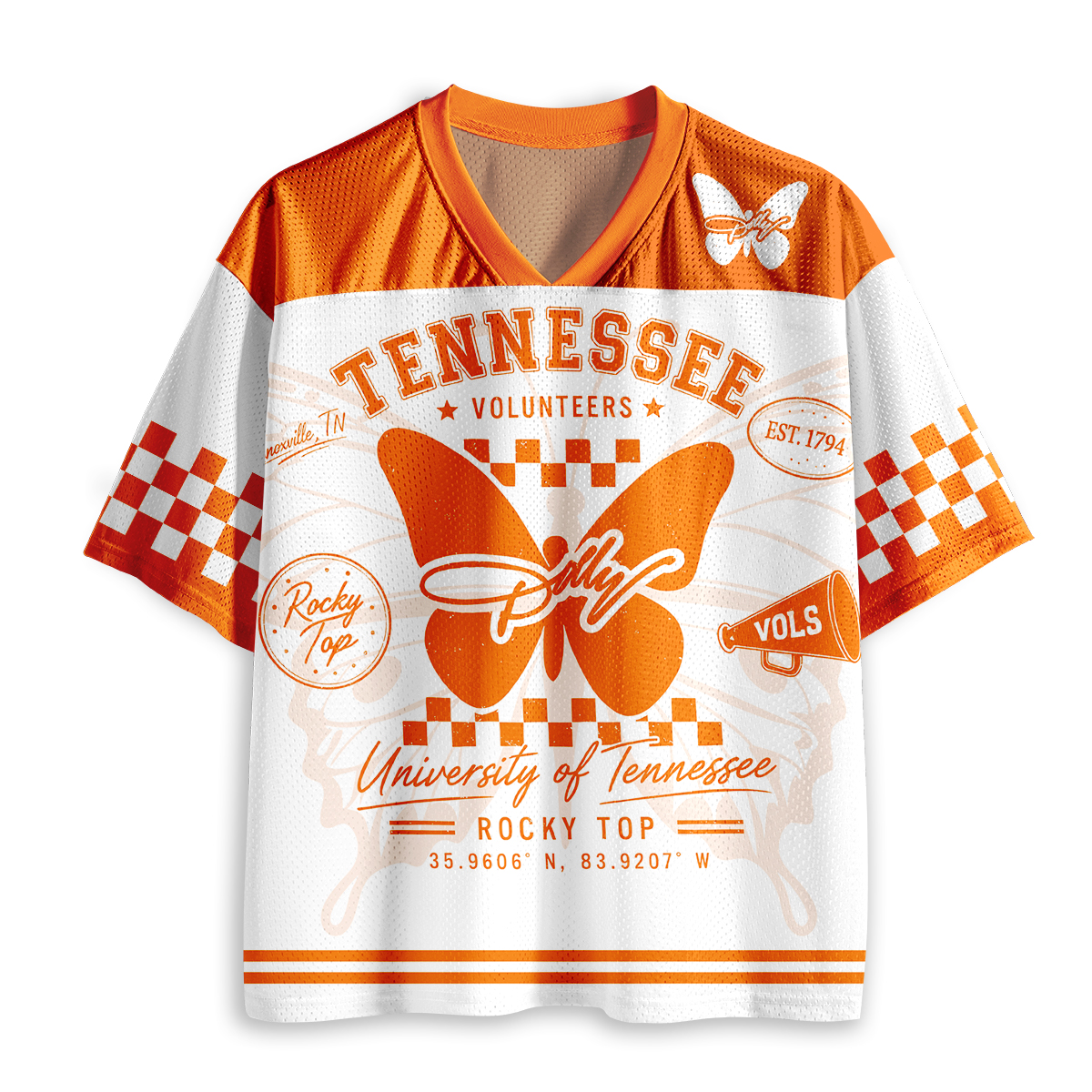 Tennessee Volunteers Rocky Top Butterfly Teacher Mesh Jersey