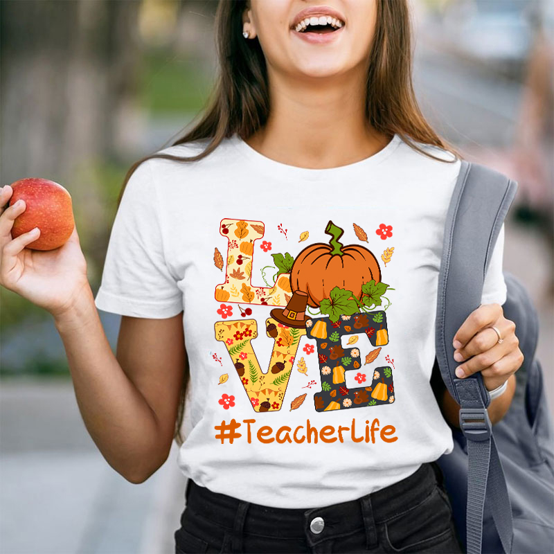 Love Autumn Love Teacherlife Teacher T-Shirt