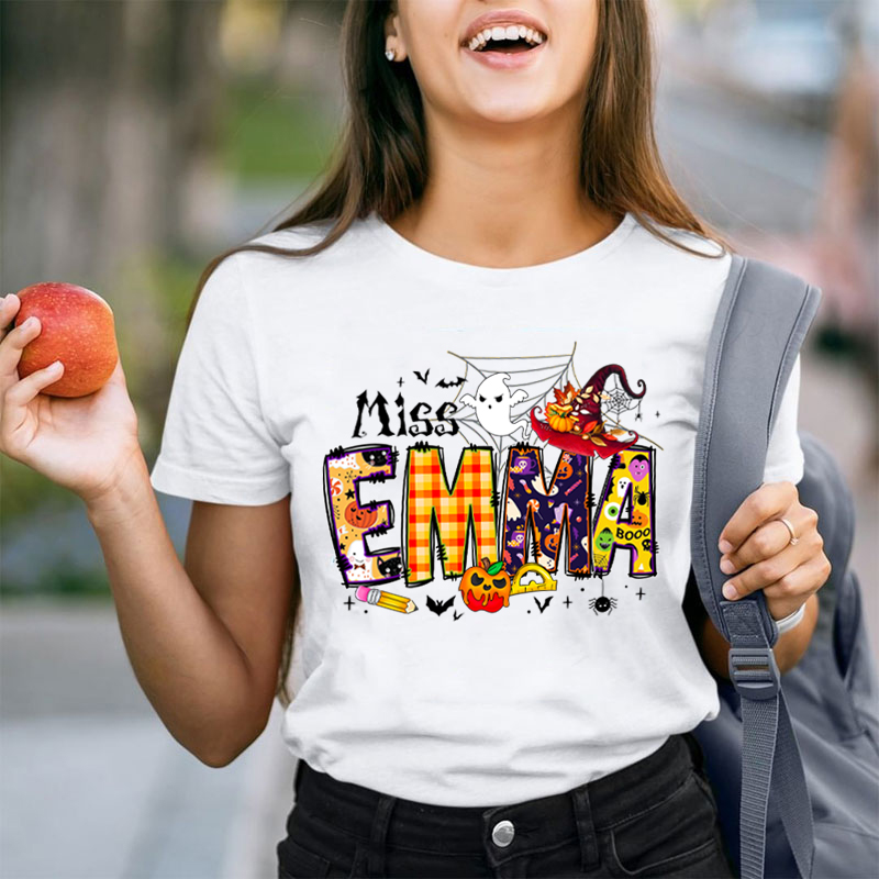Personalized Name Happy Halloween Teacher T-Shirt