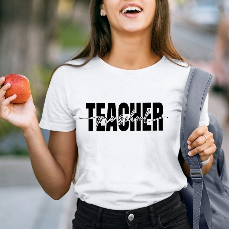 Personalized Simple Style Black Letters Teacher T-Shirt