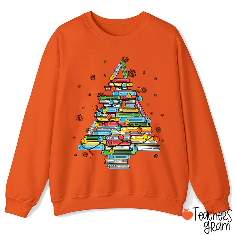 Christmas Books Tree Teacher Sweatshirt