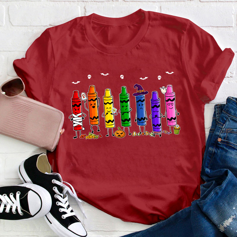 Mood Crayons Halloween Teacher T-Shirt