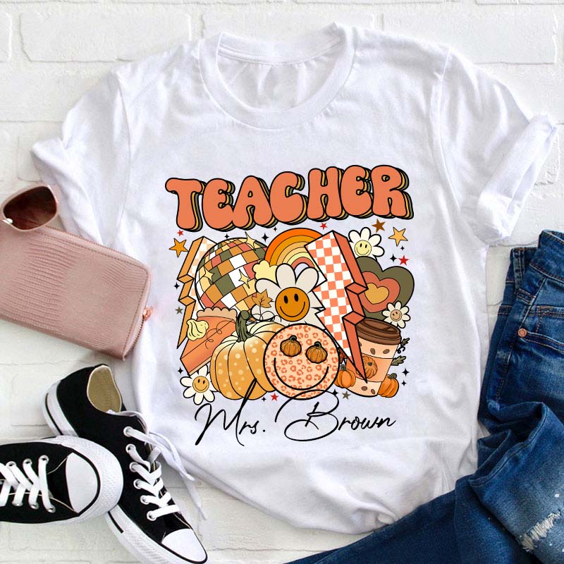 Personalized Name Fall Teacher Life Teacher T-Shirt