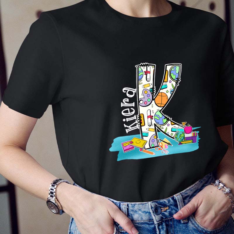 Personalized Large Collection Of Stationery Supplies Teacher T-Shirt