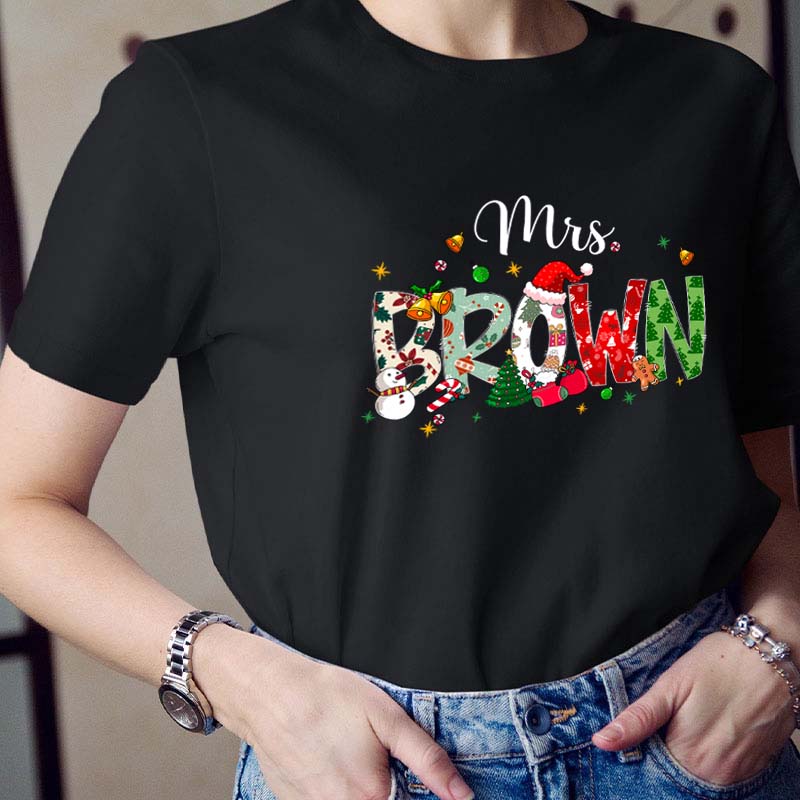 Personalized Name Christmas Atmosphere Teacher T-Shirt