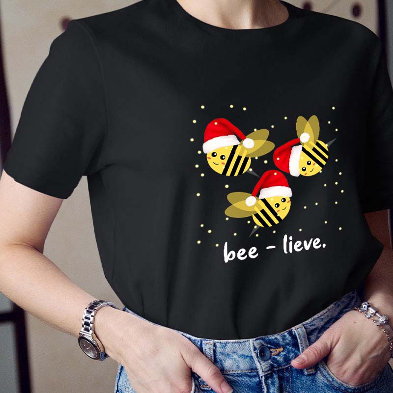 Beelieve Christmas Teacher T-Shirt
