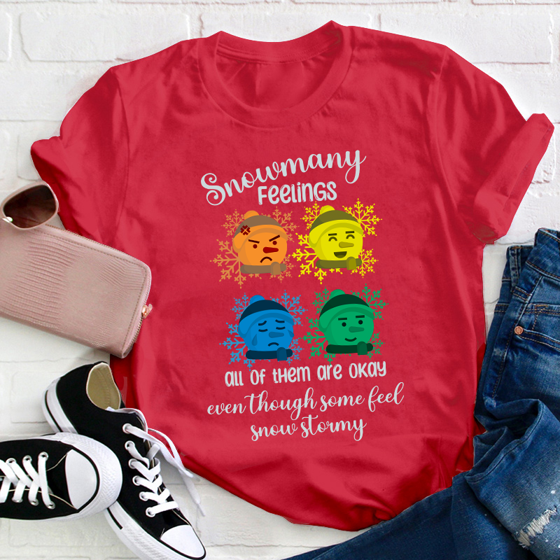 Snowmany Feelings All Of Them Are Okay Teacher T-Shirt