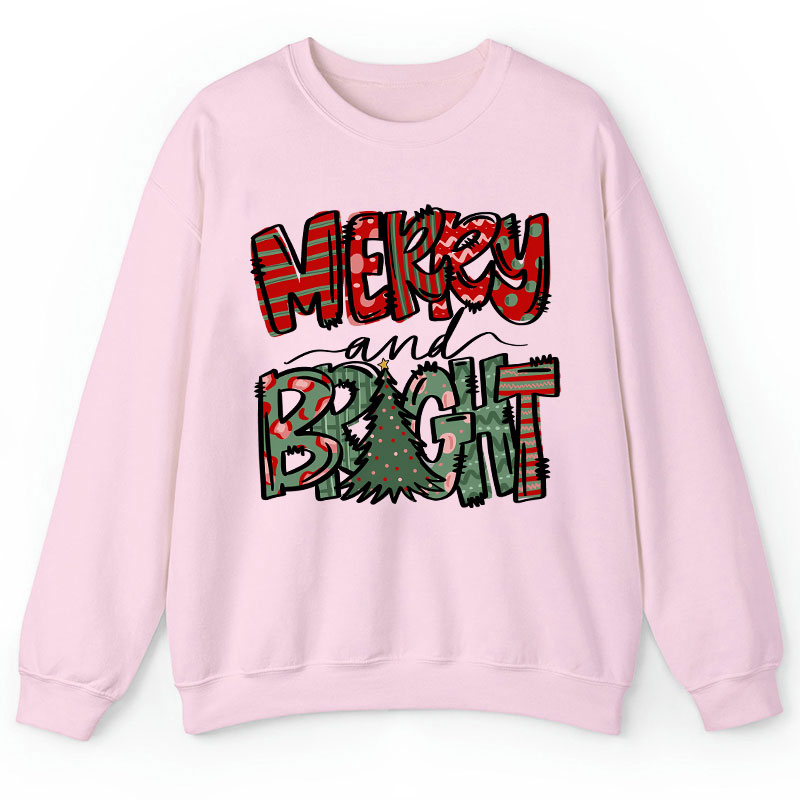 Merry And Bright Christmas Teacher Sweatshirt